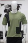 Dual-Tone Panel Round Neck T Shirt