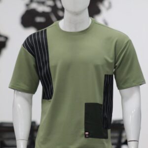 Dual-Tone Panel Round Neck T Shirt