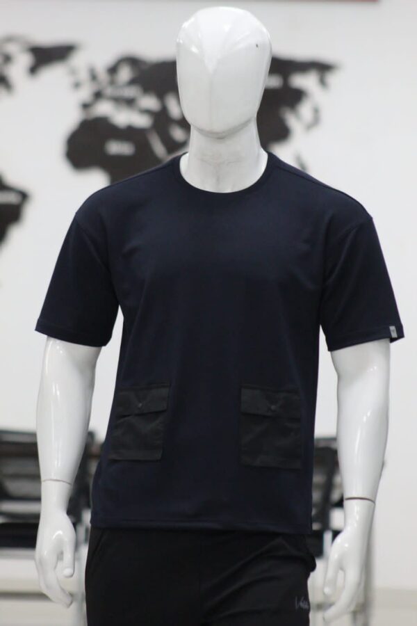 Dual-Tone Panel Round Neck T Shirt